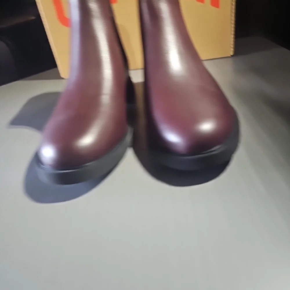 Camper Iman Ankle Boots Burgundy Leather Unisex Size Men 6.5/Wmn 8.5 EU 36 New - Picture 4 of 12